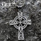 Viking Disc Cross Pendant — Stainless Steel
