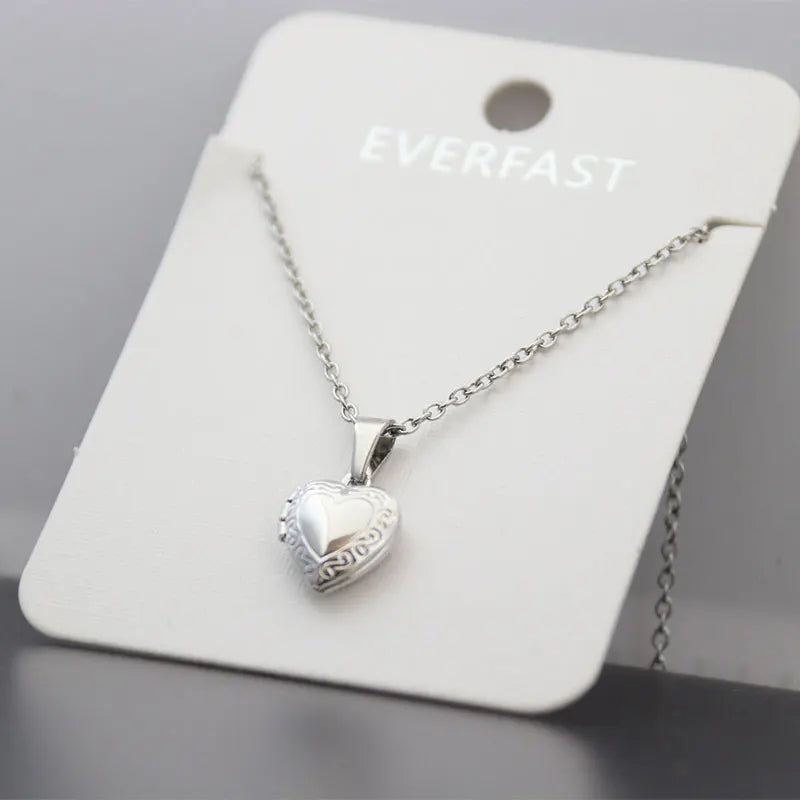 Tiny Heart Locket Pendant Necklace