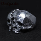 Onlysda Cool Men's Calvarium Skull Ring With Cross Gothic 316L Stainless Steel Biker Anel Motorcycle Band jewellery Gift