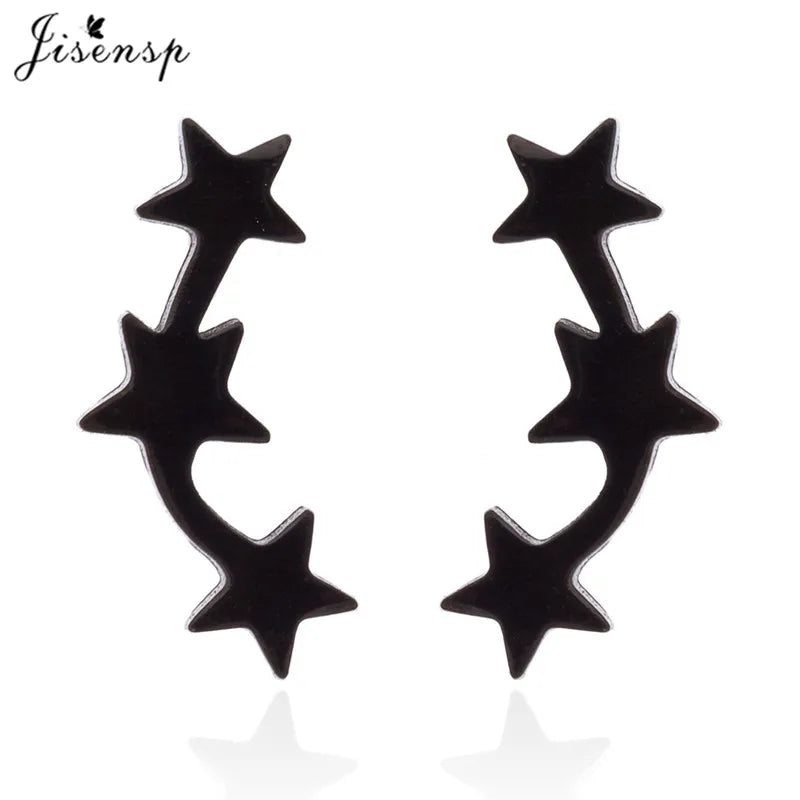 Punk Open Star Stud Earrings Everyday Wear — Stainless Steel