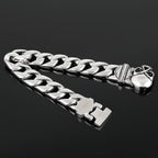 Fongten 22cm Skull Cuban Chain Bracelets For Men Stainless Steel Skeleton Curb Men Bangle Bracelet Gothic Jewelry Christmas