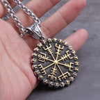 Helm of Awe Vegvisir Rune Necklace — Stainless Steel