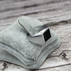 Square Signet Ring for Men — Wide Black-Tone Band