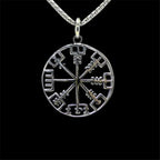 Viking Vegvisir Rune Compass Pendant — Stainless Steel