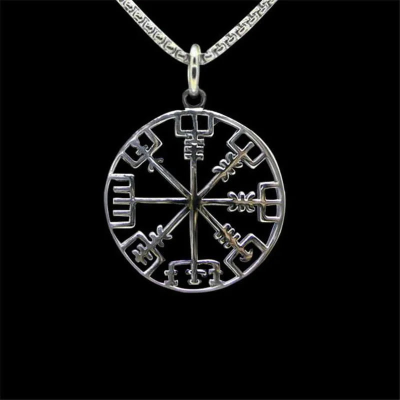 Viking Vegvisir Rune Compass Pendant — Stainless Steel