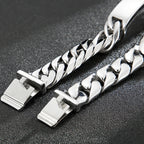 Name Bar ID Bracelet for Men Stainless Steel Cuban Curb Link Chain Customized Logo Engraved Men's Wrist Bracelets