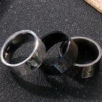 Vintage Stainless Steel Men's Finger-Rings Black Shell Ring For Men Boys Male Mens Jewellery 2022 Items