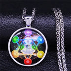 Yin Yang Glass Pendant — Silver Stainless