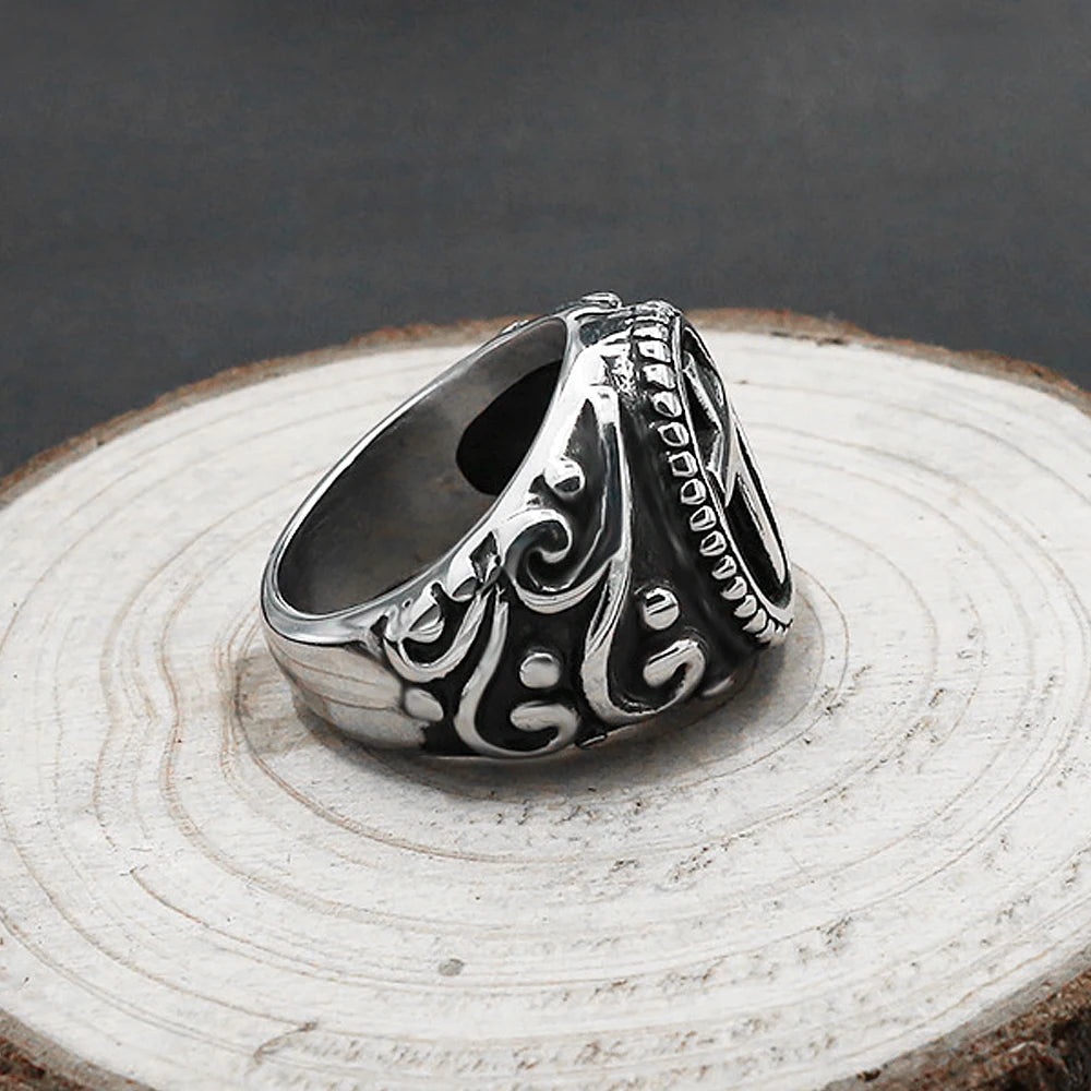 Vintage Christian Cross Jesus Ring — Stainless Steel