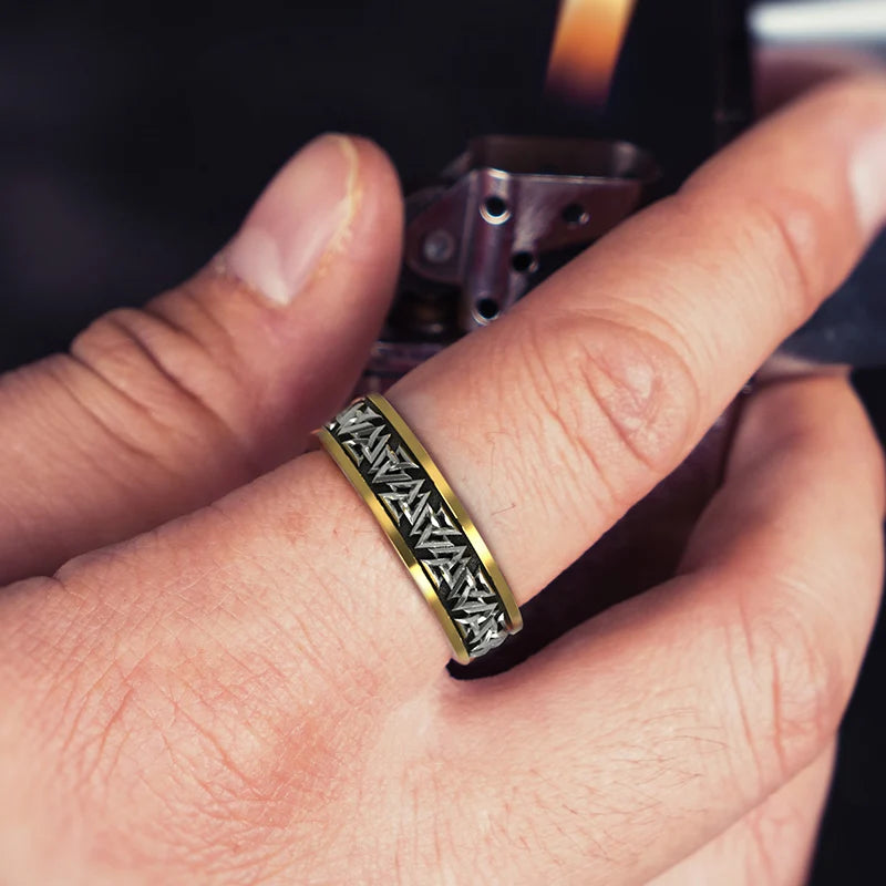 925 Silver Nordic Viking Ring Trendy Valknut Ring Silver Welding Copper Rune Tail Ring Fashion Jewelry