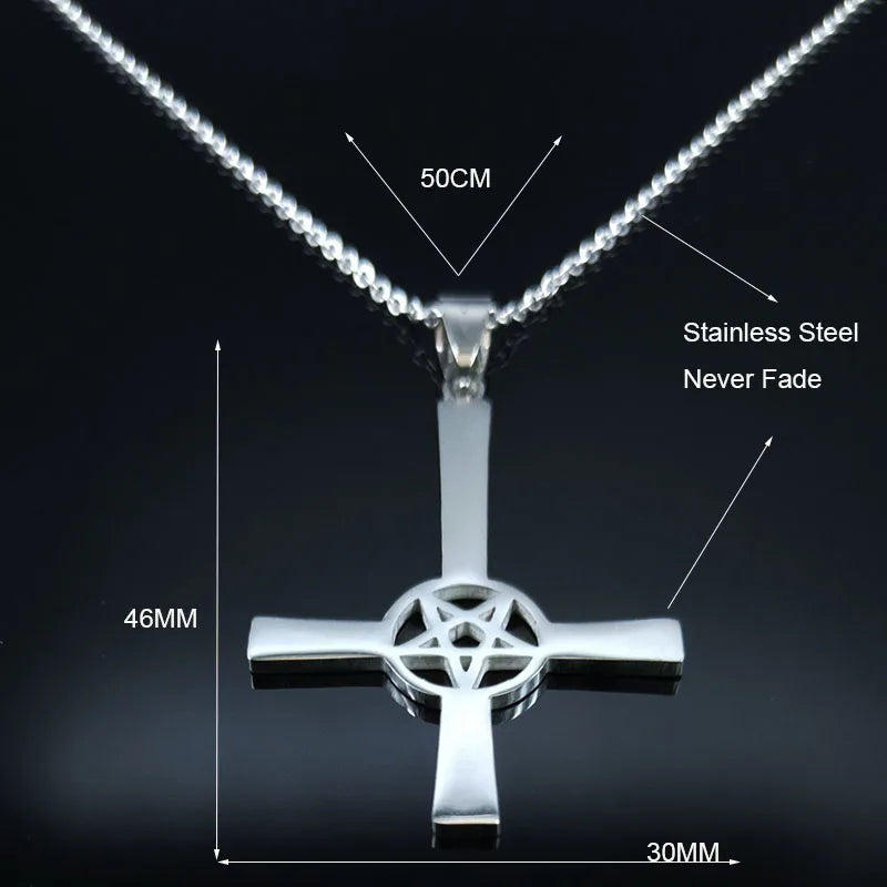 Inverted Cross Occult Pendant Necklace