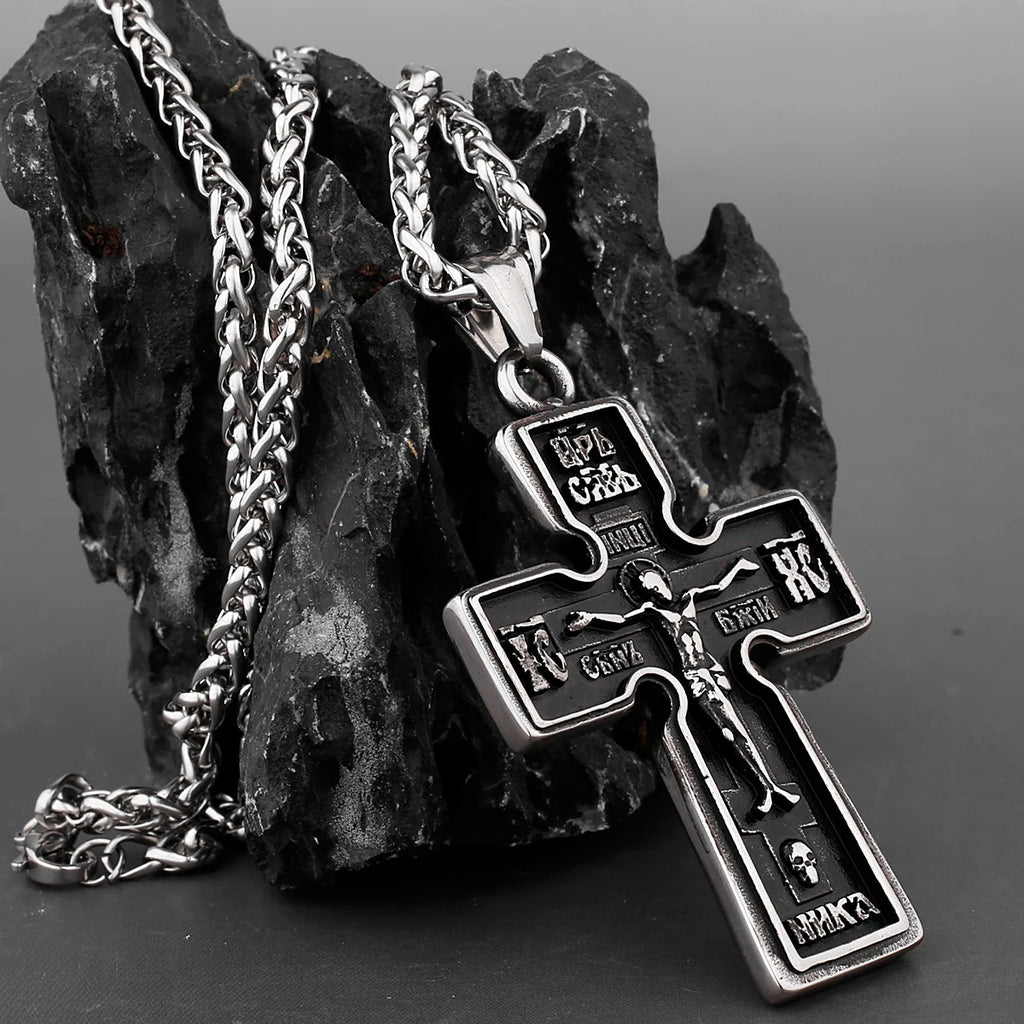 Jesus Christ Cross Pendant Necklace — 316L Stainless Steel