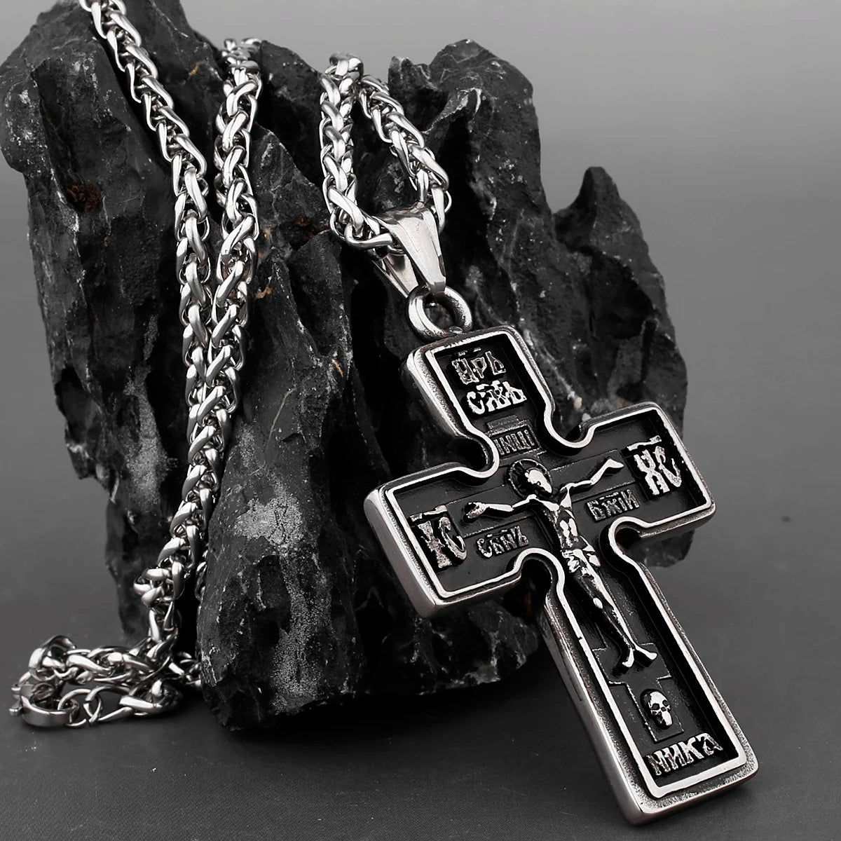 Jesus Christ Cross Pendant Necklace — 316L Stainless Steel