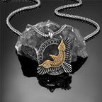 Stainless Steel Norse Mythology Eagle Necklace Men Vikings Raven Never Fade Gold Color Vegvisir Slavic Runes Amulet