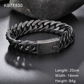 Fongten Retro Black Bracelet For Men Cuban Chain Stainless Steel Heavy Wide Curb Bracelets Bangle Male Jewelry