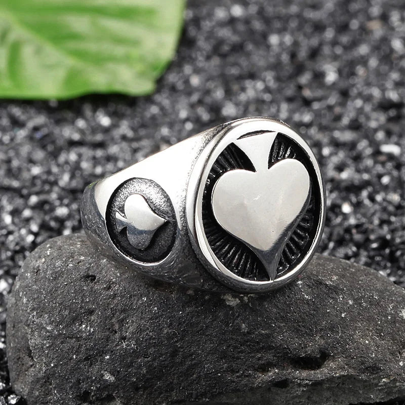Lucky Ace of Spades Ring for Men — Gambler Band, Stainless Steel