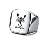 Vnox 18mm Signet Ring For Men Women, The Zodiac 12 Horoscope Constellation Sign Finger Band, Stainless Steel Aries Punk