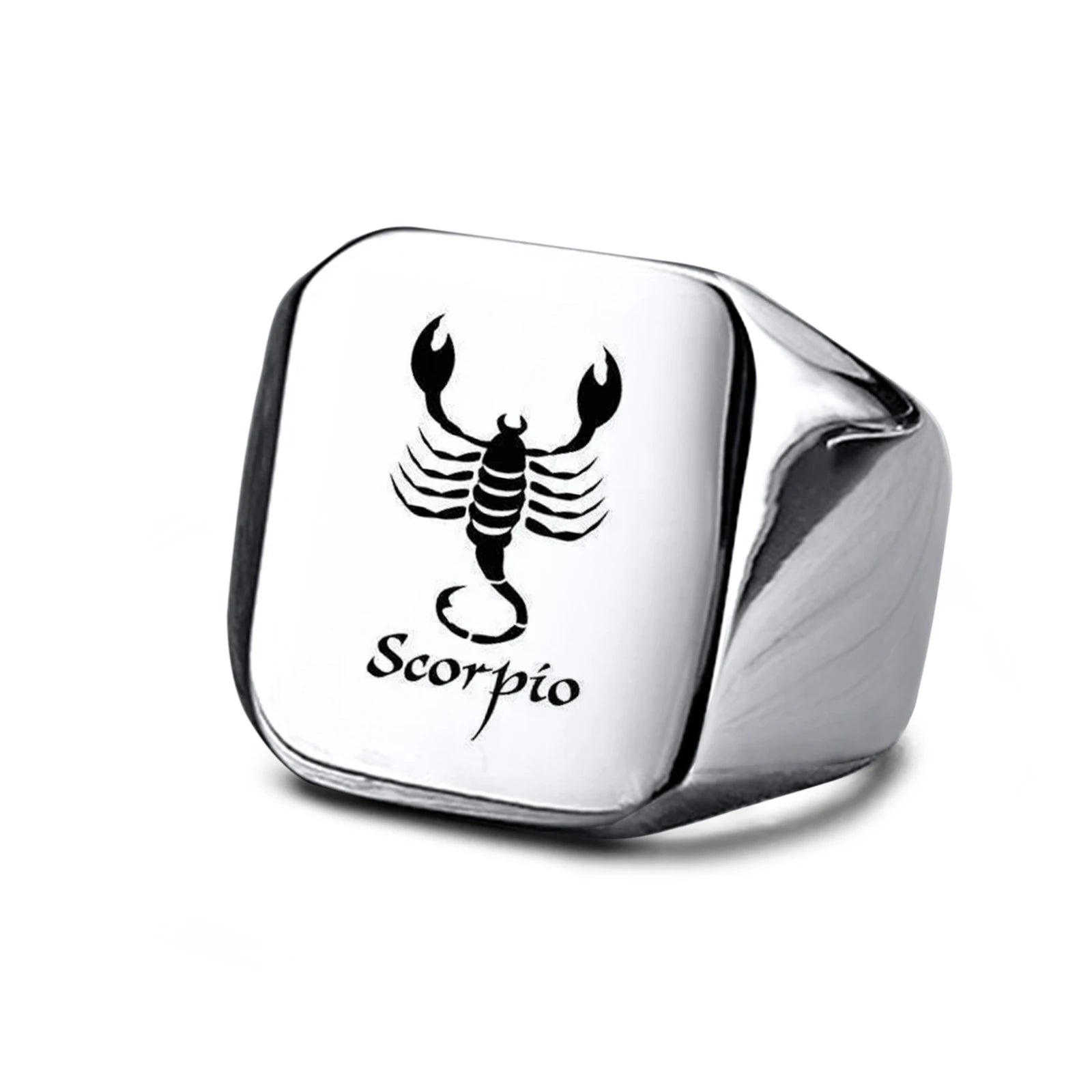 Vnox 18mm Signet Ring For Men Women, The Zodiac 12 Horoscope Constellation Sign Finger Band, Stainless Steel Aries Punk