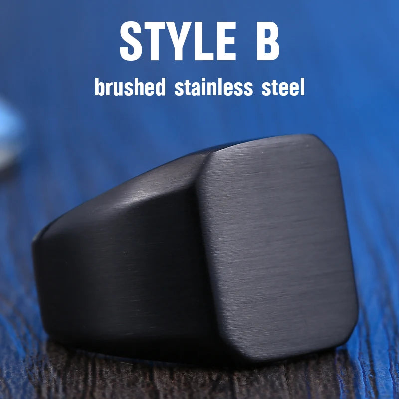 BEIER  Men's High Polished Fashion Man's 316L Stainless Steel Biker Unique Golden Black Square Ring For Men Gift BR8-177