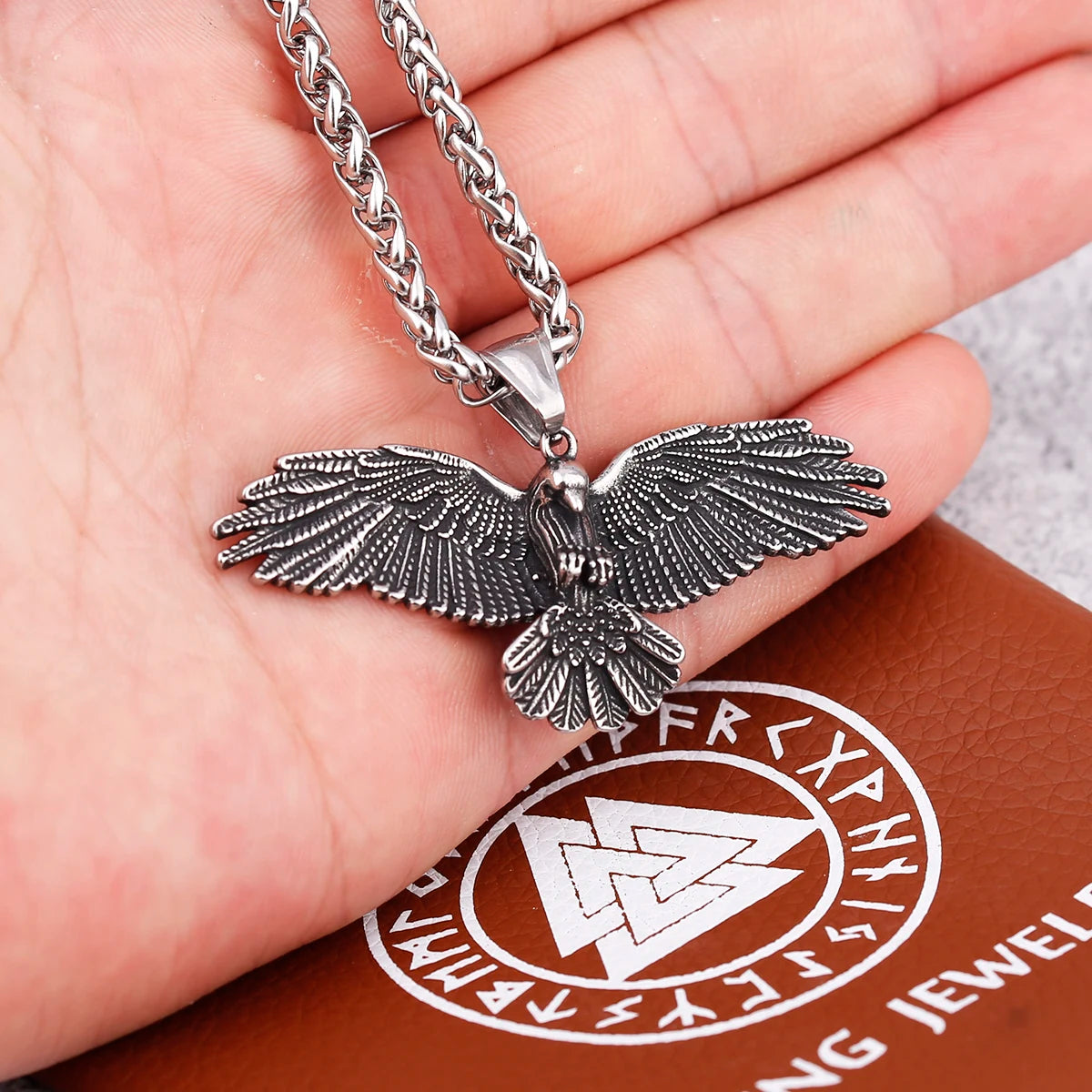 Gothic Raven Stainless Steel Pendant Necklace