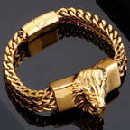 Lion Head Metal Bracelet Man 12MM Wide 316L Stainless Steel Snake Link Chain Men‘s Charm Bracelets On Hand Bands Strap