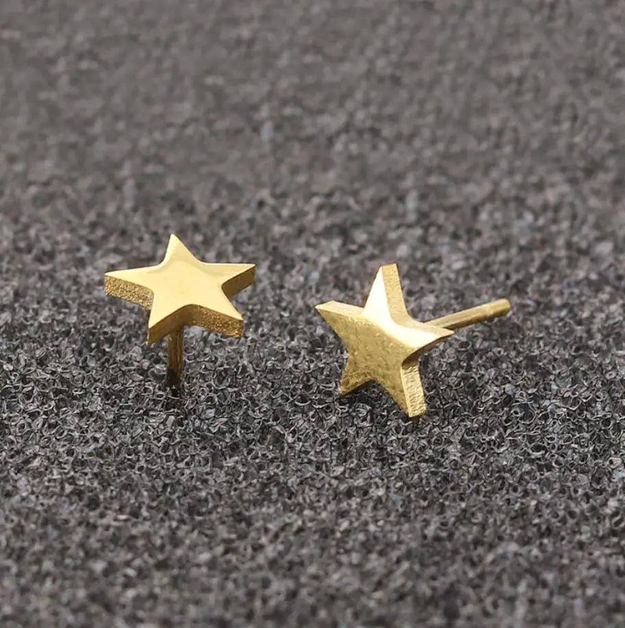 Punk Open Star Stud Earrings Everyday Wear — Stainless Steel