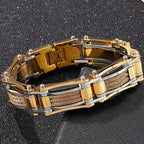 15MM Twist Chain Bracelet Man 18K Gold Color Men's Bracelets On Hand Heavy Stainless Steel Mannen Armband Jewellery