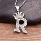 Nidin Luxury A-Z Crown Alphabet Pendant Chain Necklace Punk Style Lucky Initial Name Jewelry Fine Party Wedding