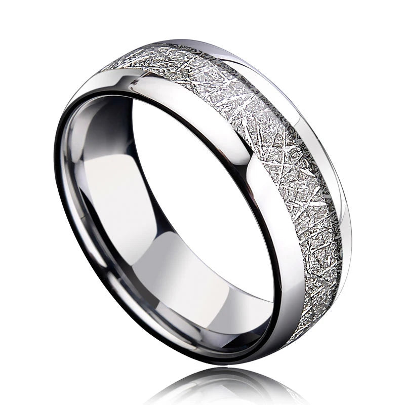 8mm Fashion Brushed Black Ring Simple Stripe Stainless Steel Ring Men Wedding Band
