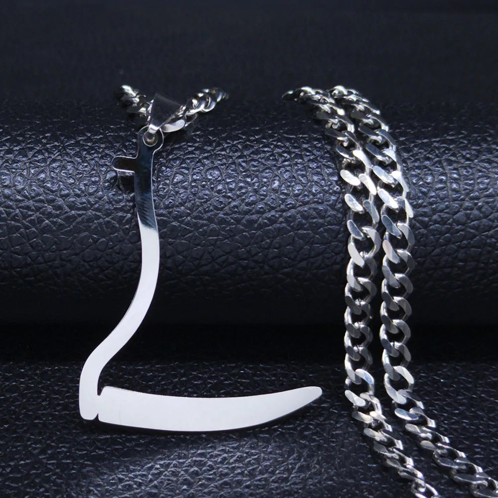 Grim Reaper Silver Pendant Necklace — Stainless Steel
