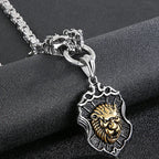 Massive Gothic Lion Head Charm Pendant Necklace For Man Stainless Steel 71CM Long Chain Birthday Jewelry Gifts For