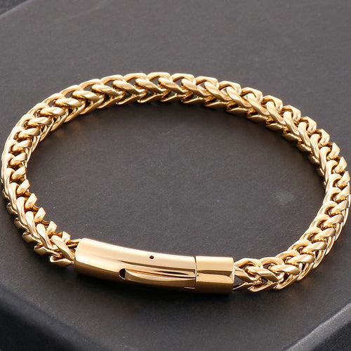 6MM Thick Link Chain Bracelet Men Cool Black Stainless Steel Friendship Men's Bracelets For Man Vintage On Hand Wrist