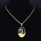 Double Layer Stainless Steel Virgin Mary Medal Pendant Necklace Women/Men Gold Color Long Chain Necklaces Jewelry