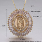 Iced Out Virgin Mary Gold Pendant Necklace