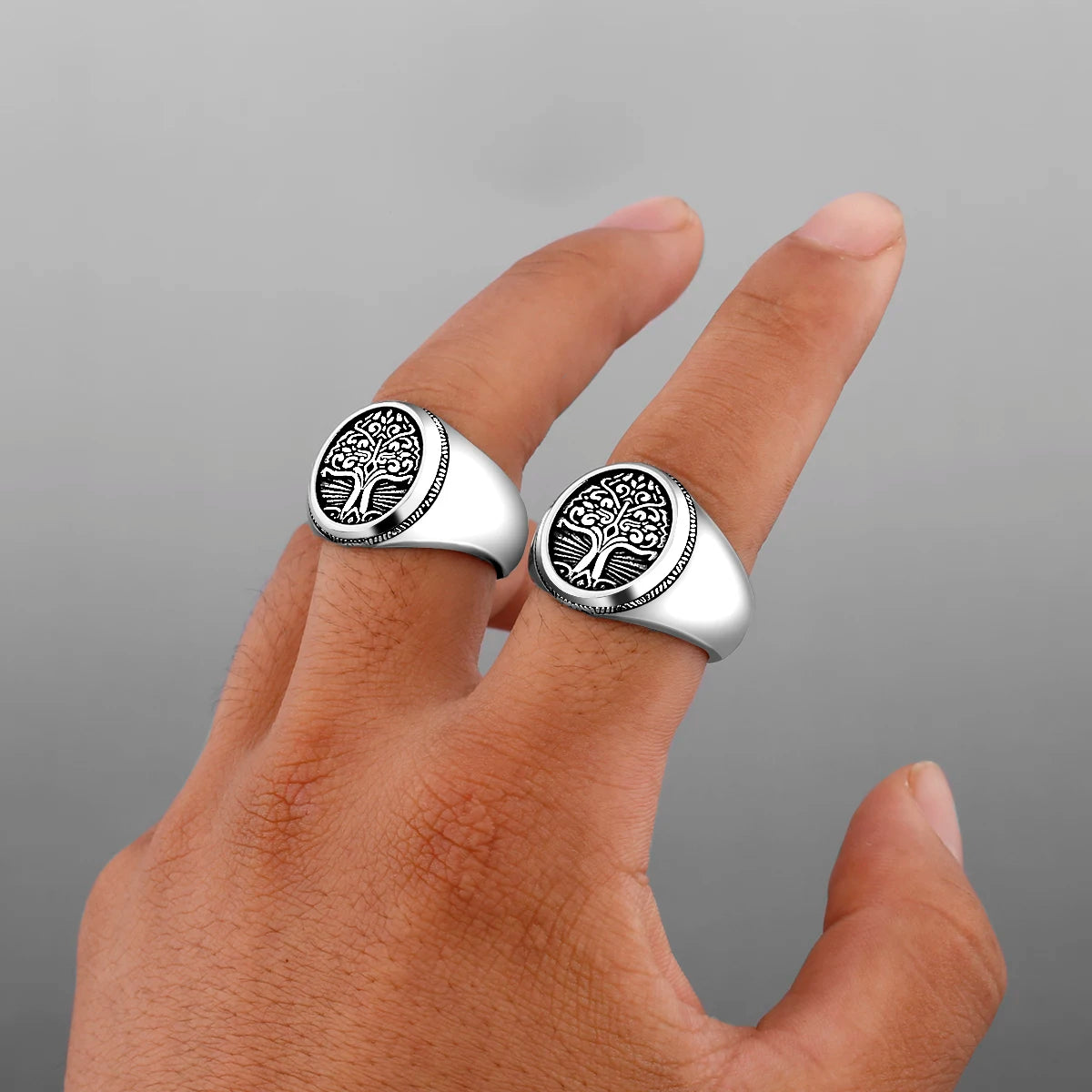 Viking Tree of Life Signet Ring — Stainless Steel