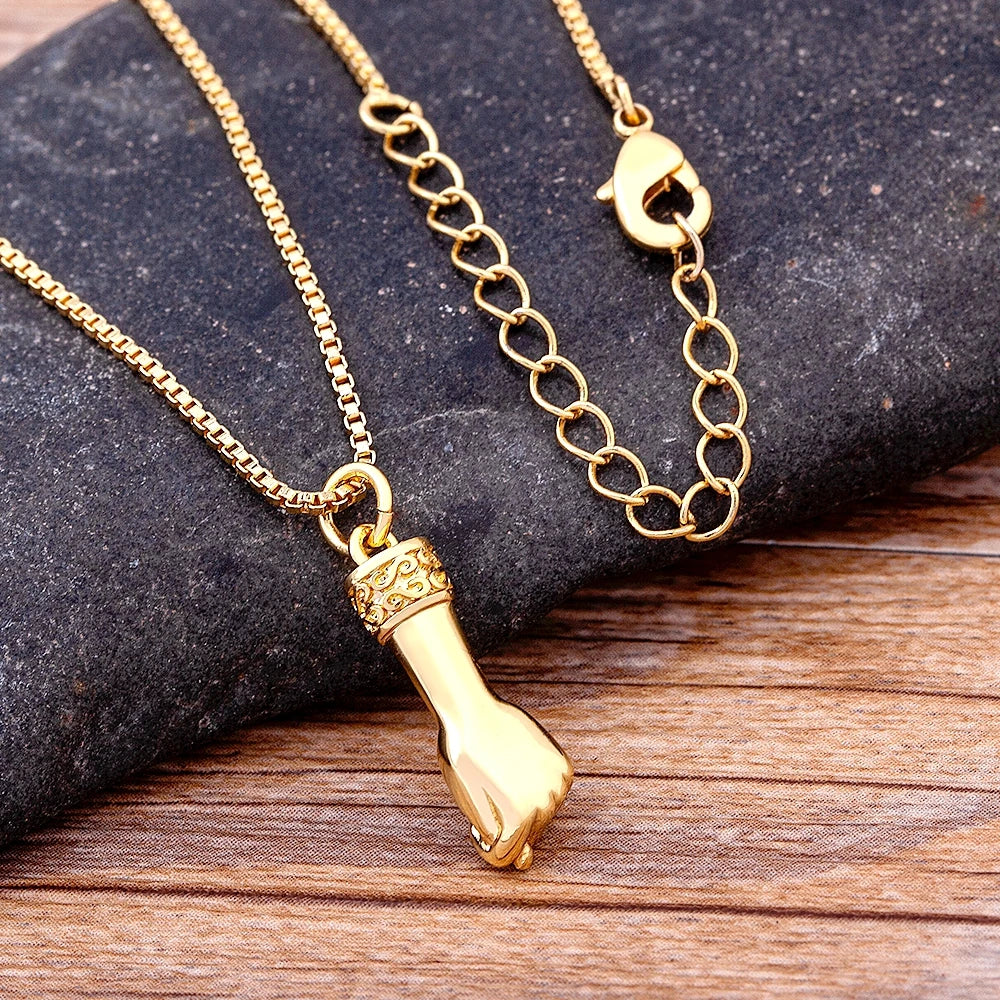 Nidin Hot Fashion Retro Lightning Necklace Women Men Hip Hop Party Accessories Gesture Pendant Birthday Jewelry Gift Wholesale
