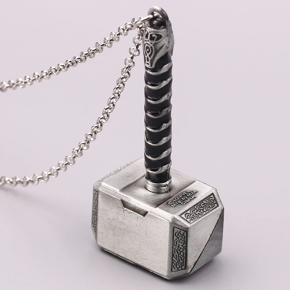 Superhero Thor Necklace Thor's Hammer Mjolnir Pendant Neck Chain Men's Trend Accessories