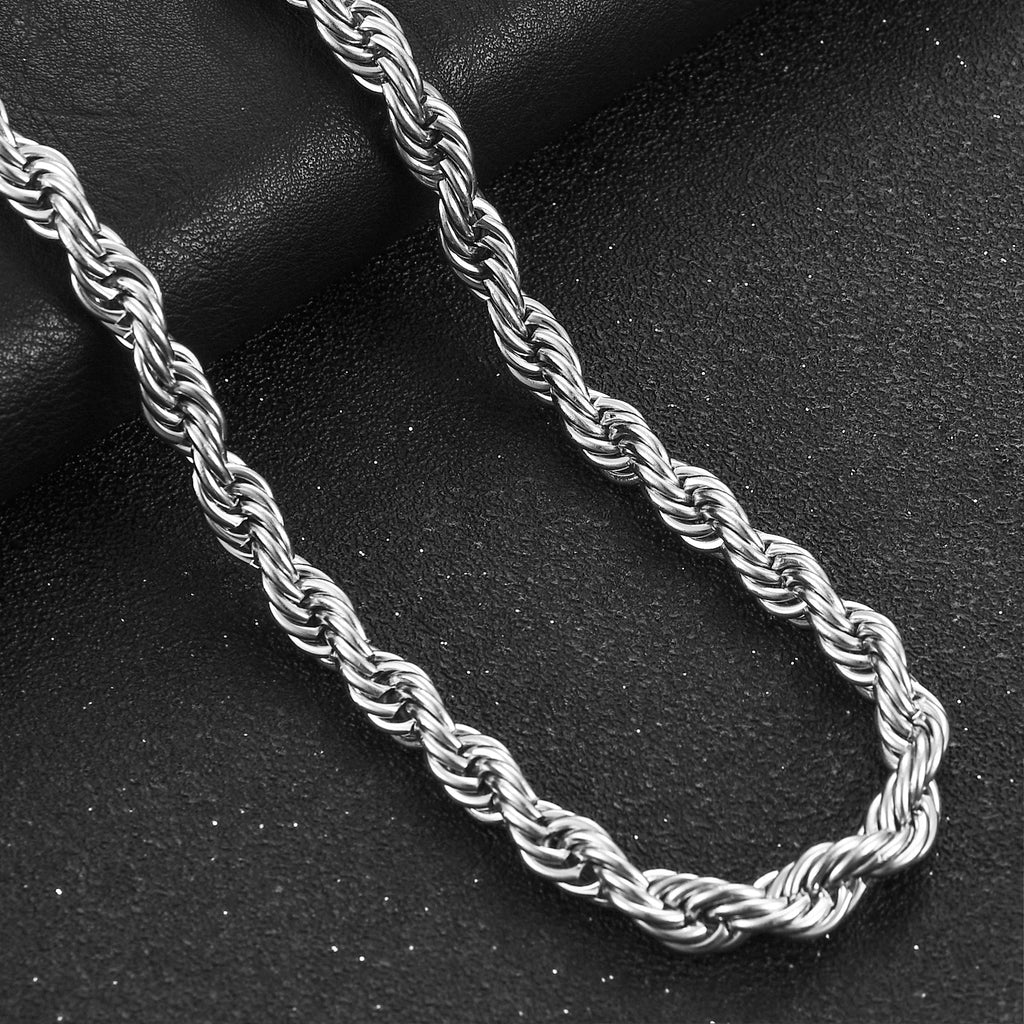 Twisted Rope Chain Necklace — Stainless Steel 6mm