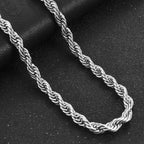 Twisted Rope Chain Necklace — Stainless Steel 6mm