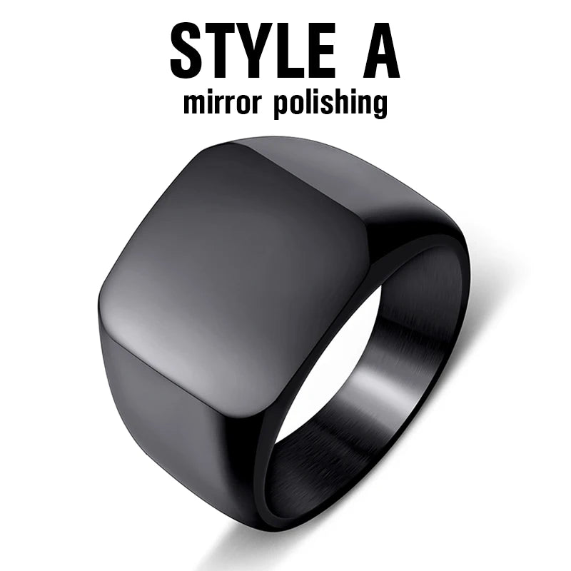BEIER  Men's High Polished Fashion Man's 316L Stainless Steel Biker Unique Golden Black Square Ring For Men Gift BR8-177