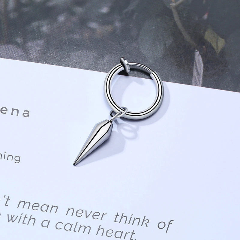 Spike Single Huggie Earrings — Stainless Steel