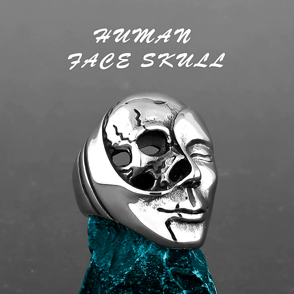Skeleton Punk Men's Ring Rock Motorcycle Stainless Steel Ring Titanium Steel Casting Creative Gift