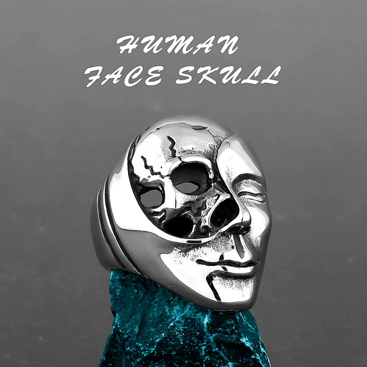 Skeleton Punk Men's Ring Rock Motorcycle Stainless Steel Ring Titanium Steel Casting Creative Gift