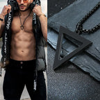 Black Triangle Pendant Necklace — Stainless