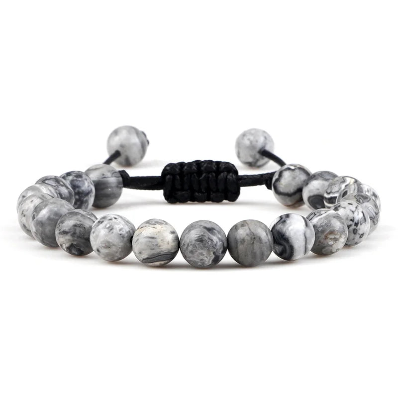 Beads Bracelet Adjustable 8mm Black Onyx Lava Tiger Eye Natural Stone Men Bracelets Healing Yoga Jewelry Gift for Women