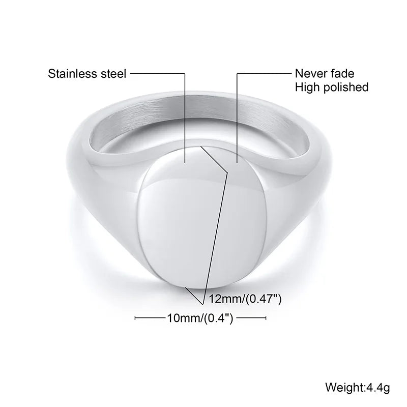 Lotus Signet Pinky Ring — Stainless Steel