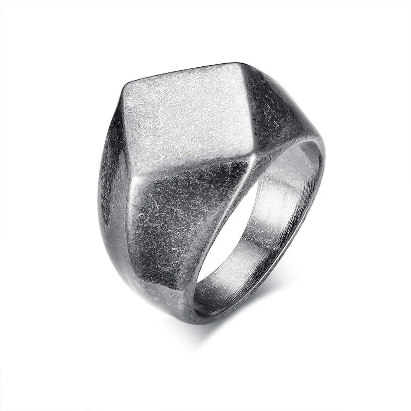 Flat Top Signet Ring — Stainless Steel