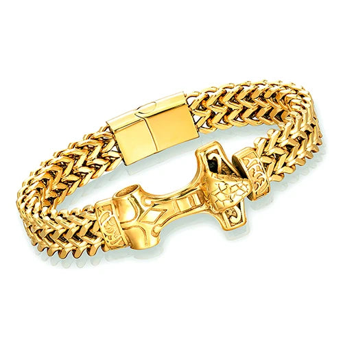 New Men's Vintage Viking Bracelet Women's Amulet Thor Viking Rune Craft Charm Stainless Steel Bracelet Luxury Jewelry