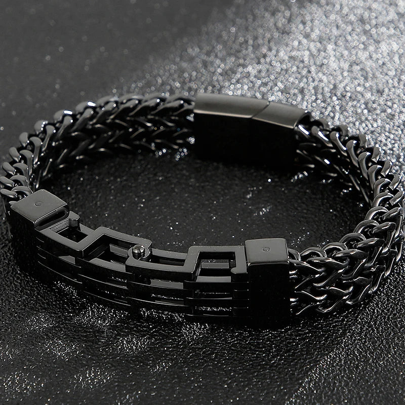 Gold Color Stainless Steel Bracelet for Men 11MM Link Chain Men's On Hand Bands Bracelets Male Jewellery Iron Mannen
