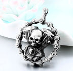 Cool Heavy Bicycle Chain Skull Motorcycles Engine Metal Pendant Jewelry Motor Biker Skull Cross Men Pendant